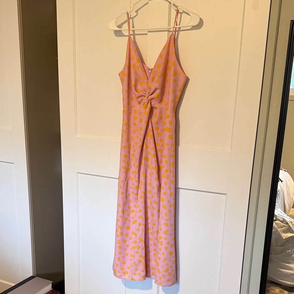 Lined Pink & Yellow Polka Dot Slip Dress